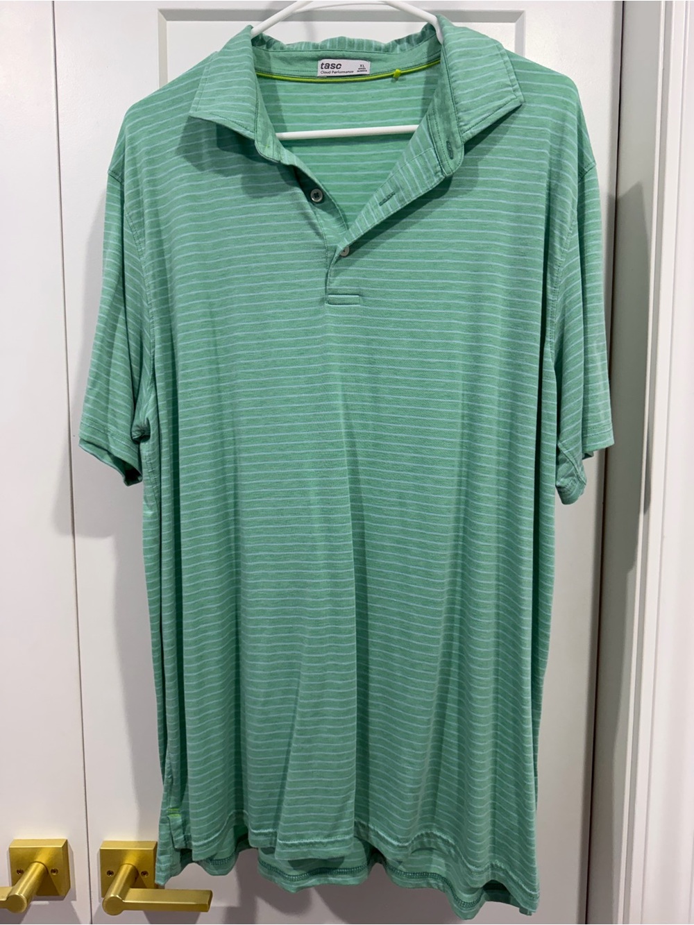 Men’s Tasc Cloud Performance Green Striped Polo Shirt